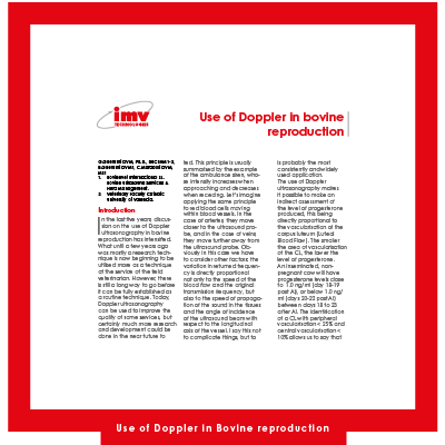 IMV Technologies. Use of Doppler in Bovine reproduction